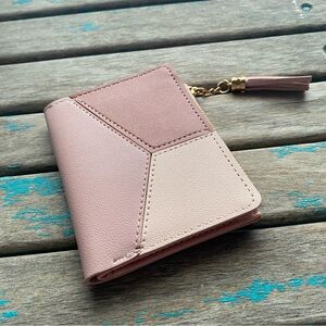 Pink Wallet - With Zippered Section- Wallet- NEW- Engraved Heart